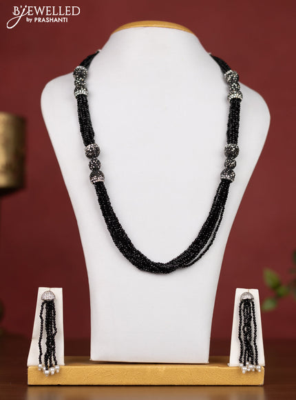 Jaipur crystal multilayer beaded black necklace & grey stones