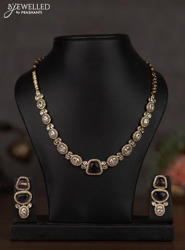 Necklace with violet and cz stones in victorian finish