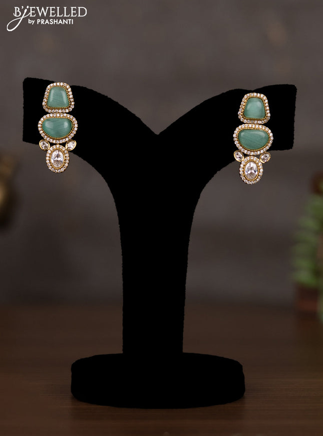 Necklace with mint green and cz stones in victorian finish