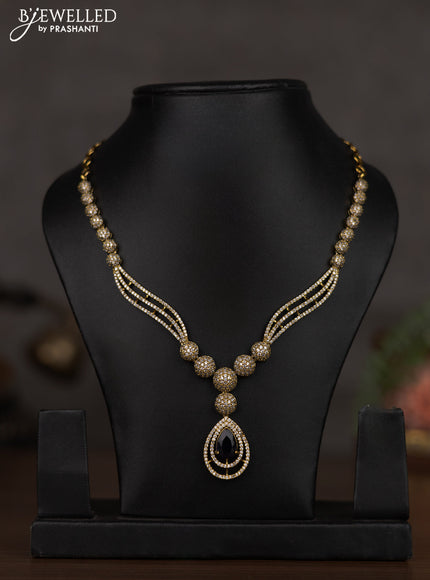 Necklace with violet and cz stones in victorian finish without earrings