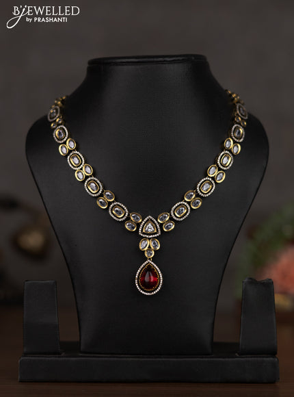 Necklace with ruby and cz stones in victorian finish without earrings