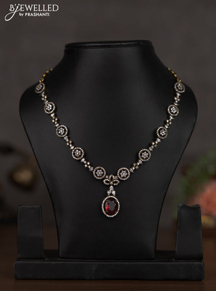 Necklace with ruby and cz stones in victorian finish without earrings