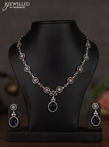 Necklace with sapphire and cz stones in victorian finish