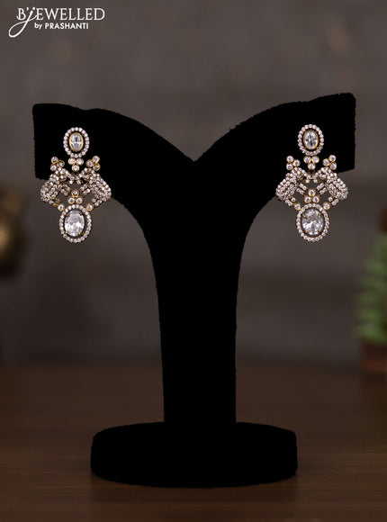 Necklace elephant design with cz stones in victorian finish