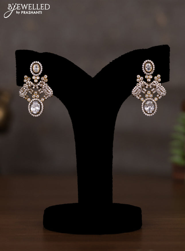 Necklace elephant design with cz stones in victorian finish