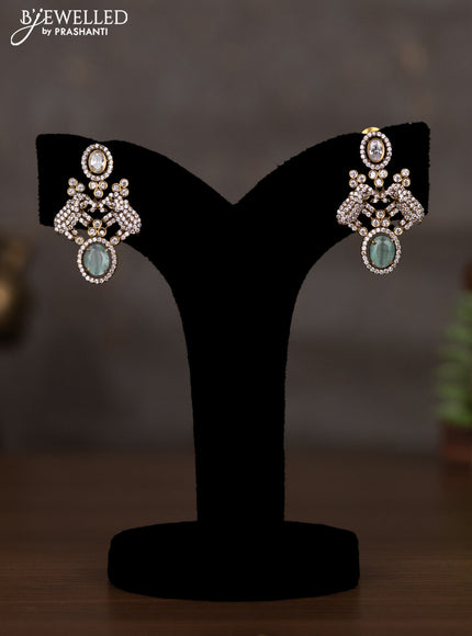 Necklace elephant design with mint green and cz stones in victorian finish