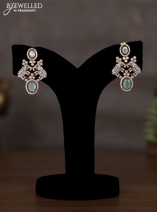 Necklace elephant design with mint green and cz stones in victorian finish