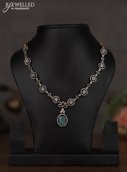 Necklace with mint green and cz stones in victorian finish without earrings