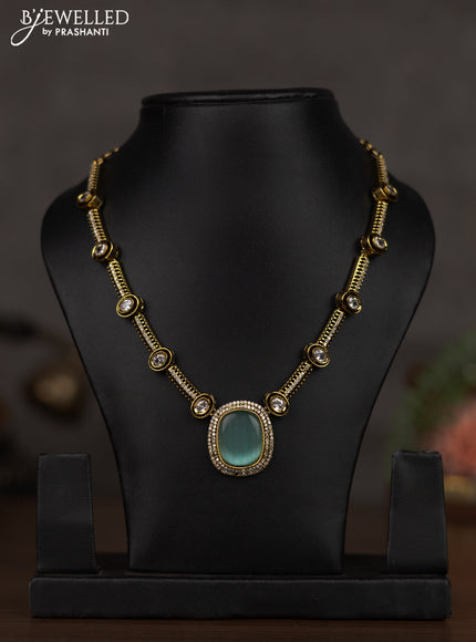 Necklace with mint green and cz stones in victorian finish without earrings