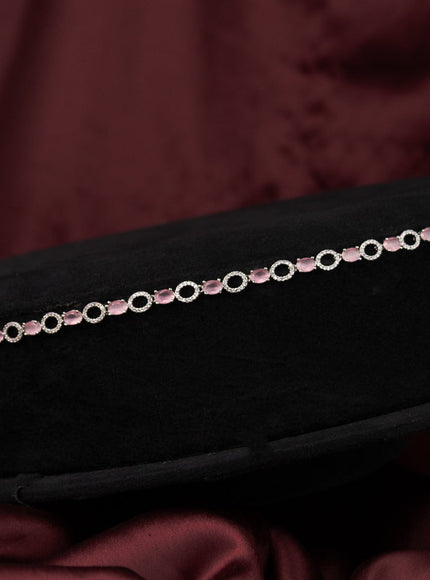Zircon hip chain with baby pink and cz stones