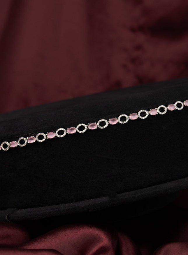 Zircon hip chain with baby pink and cz stones