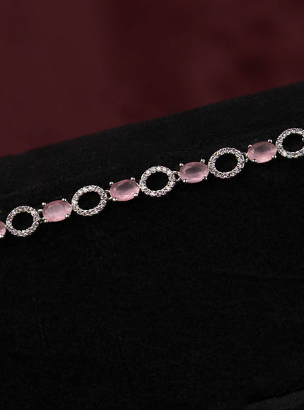 Zircon hip chain with baby pink and cz stones