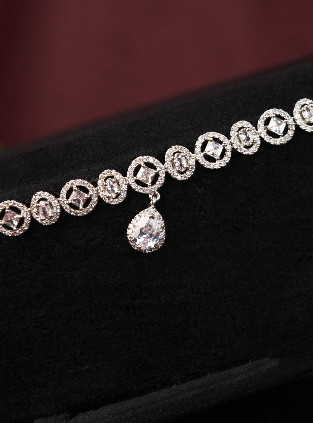 Zircon hip chain with simple design and cz stones