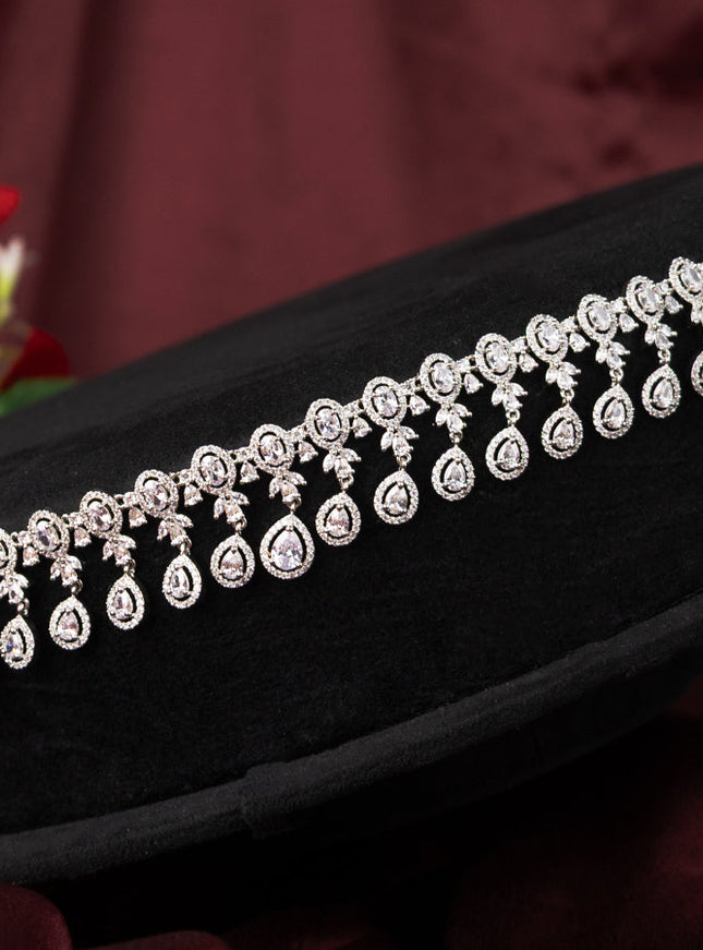 Zircon hip chain with simple design and cz stones