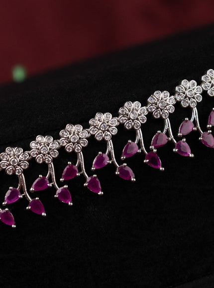 Zircon hip chain with floral design and ruby & cz stones