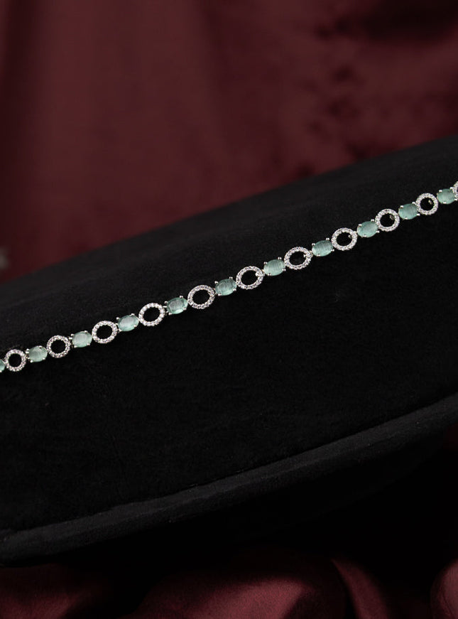 Zircon hip chain with mint green and cz stones