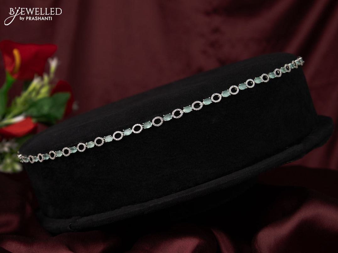 Zircon hip chain with mint green and cz stones
