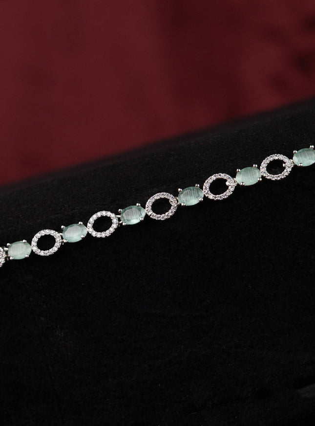 Zircon hip chain with mint green and cz stones