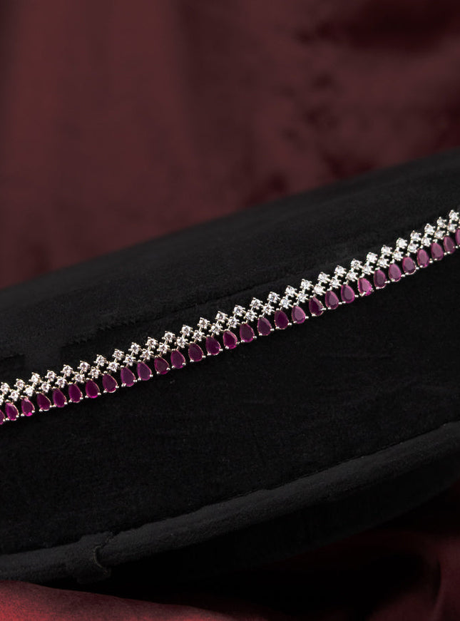 Zircon hip chain with ruby and cz stones