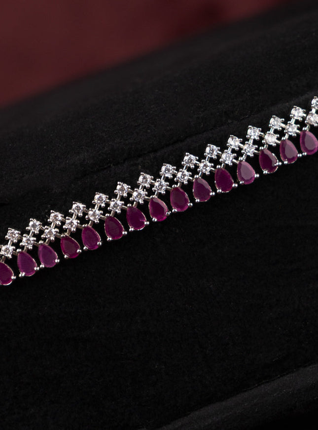 Zircon hip chain with ruby and cz stones