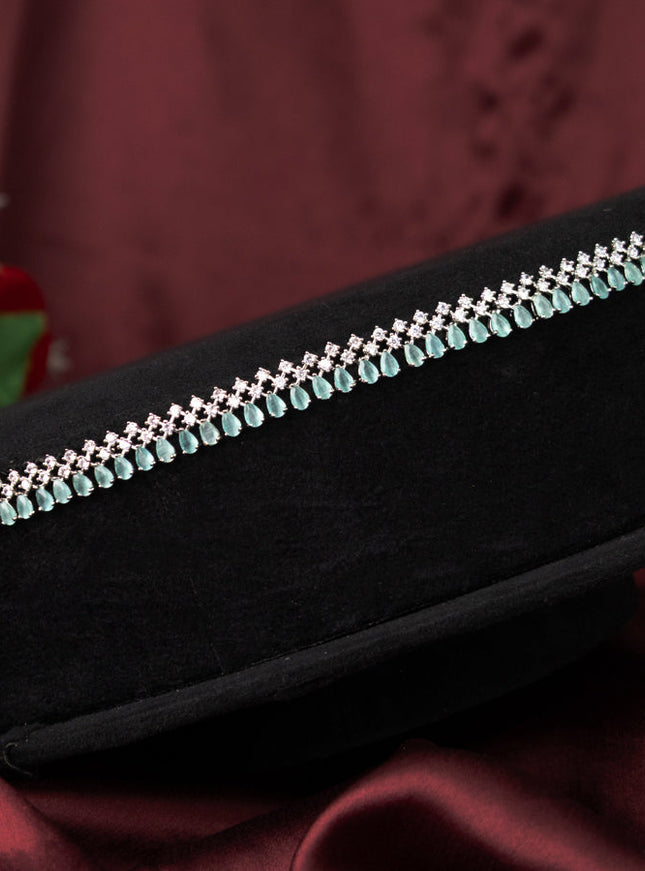 Zircon hip chain with mint green and cz stones