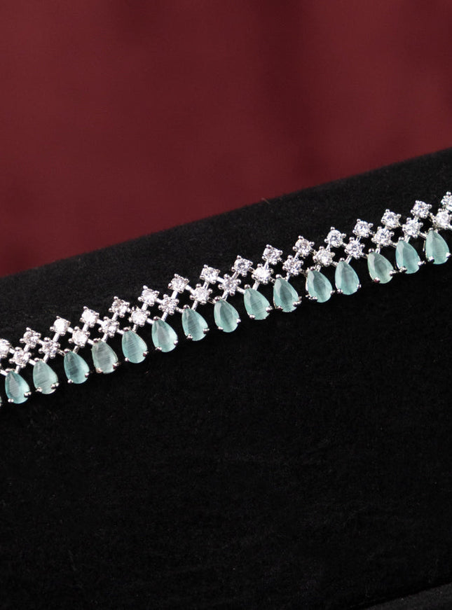 Zircon hip chain with mint green and cz stones
