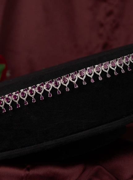 Zircon hip chain with ruby and cz stones