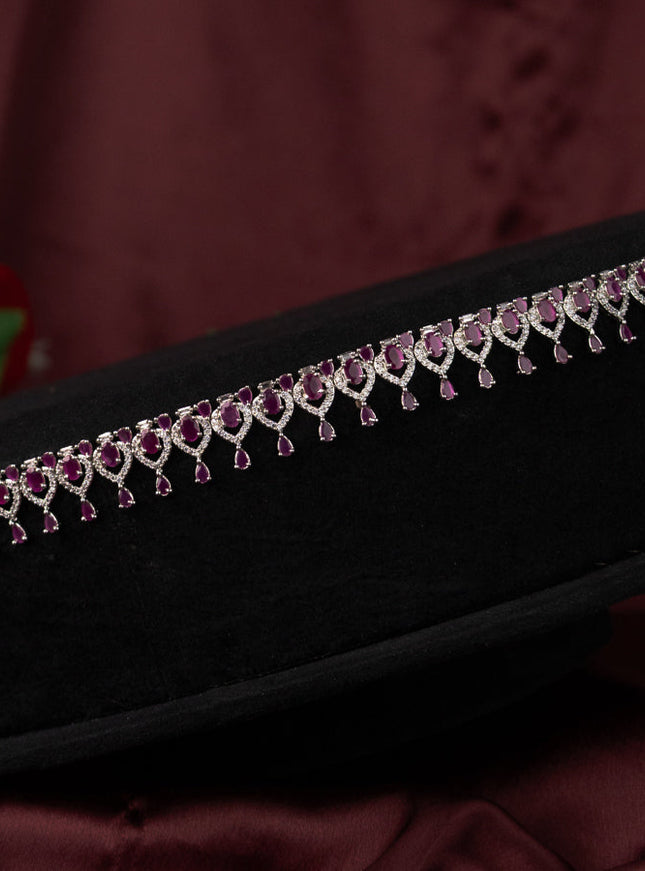 Zircon hip chain with ruby and cz stones