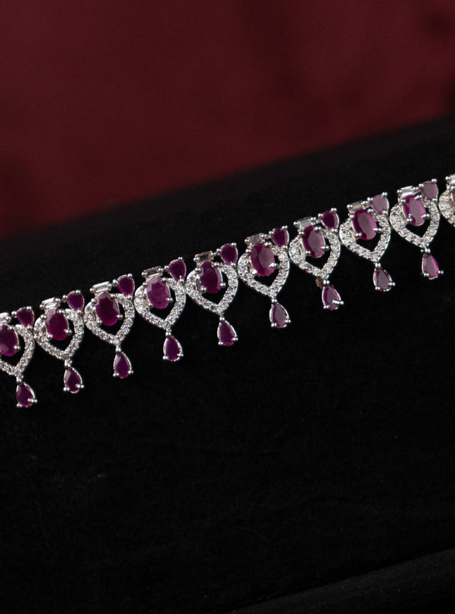 Zircon hip chain with ruby and cz stones