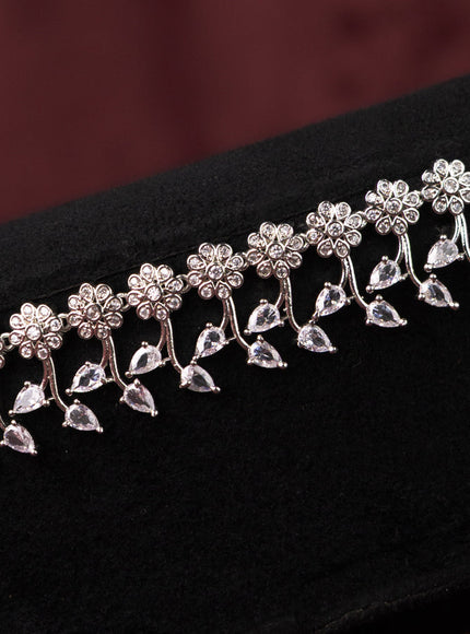 Zircon hip chain with floral design and cz stones