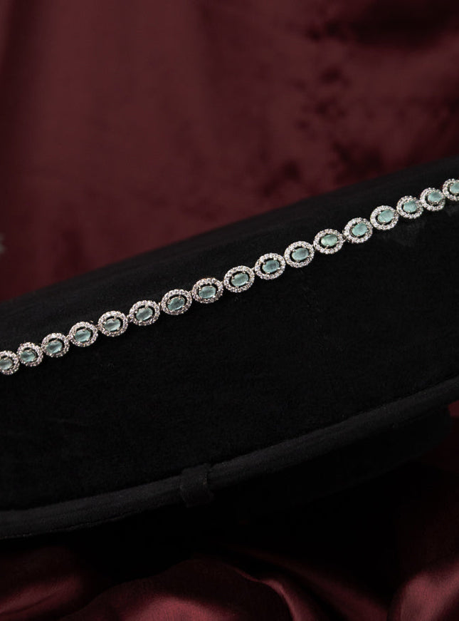 Zircon hip chain with mint green and cz stones