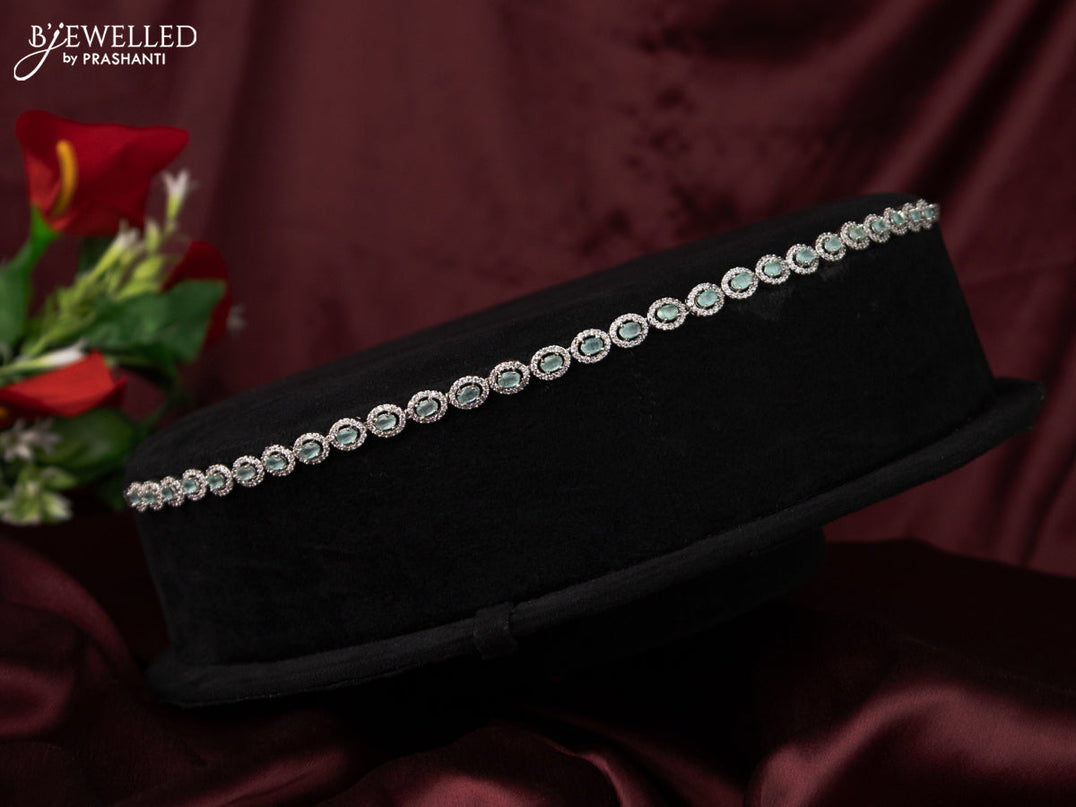 Zircon hip chain with mint green and cz stones