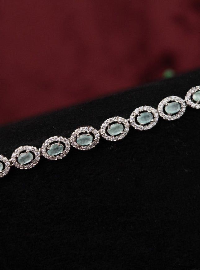 Zircon hip chain with mint green and cz stones