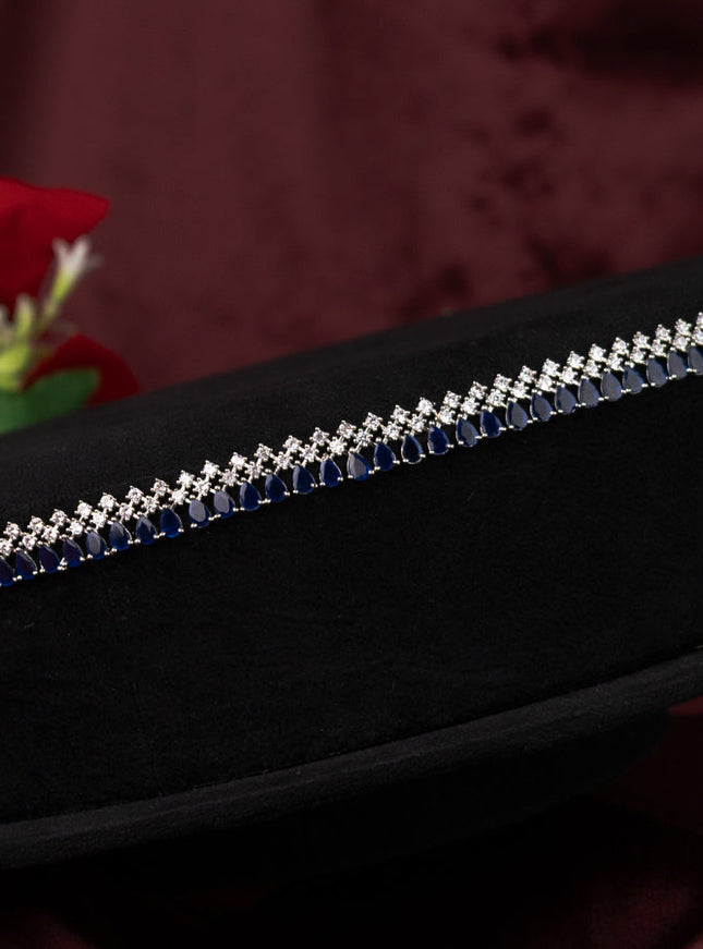 Zircon hip chain with sapphire and cz stones