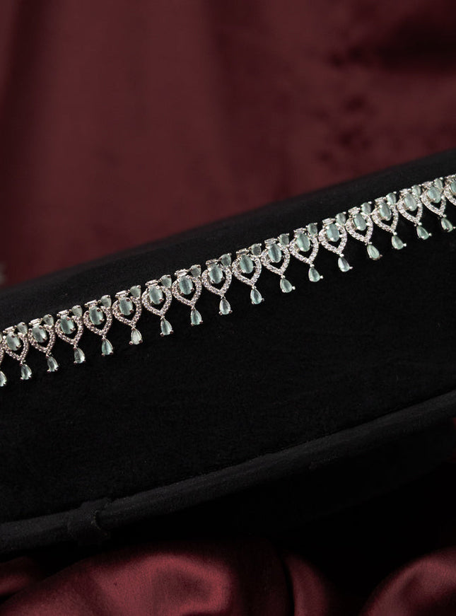 Zircon hip chain with mint green and cz stones
