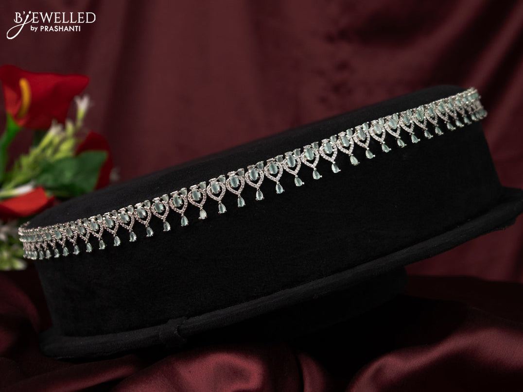 Zircon hip chain with mint green and cz stones