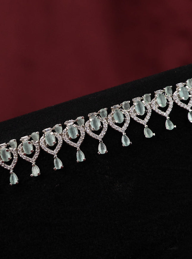 Zircon hip chain with mint green and cz stones