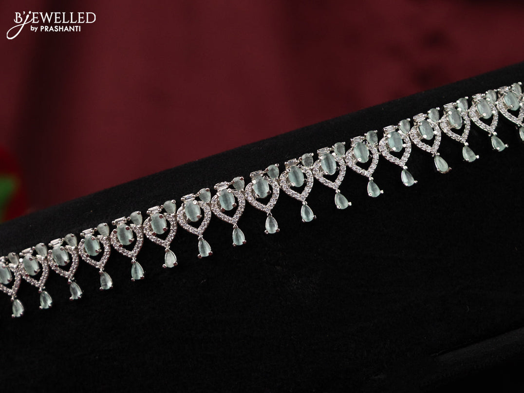 Zircon hip chain with mint green and cz stones