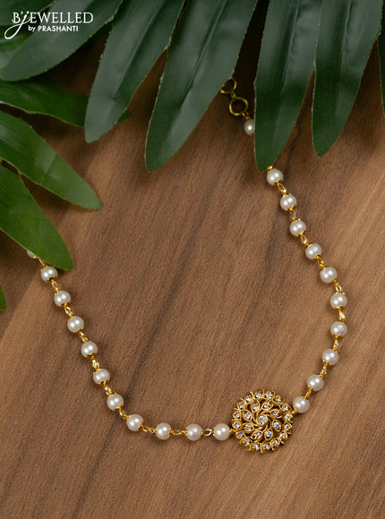 Pearl choker with cz stones without earring