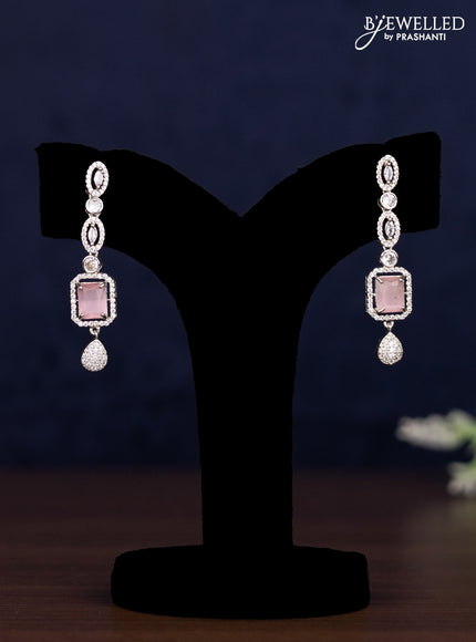 Zircon haaram double layer with baby pink & cz stones
