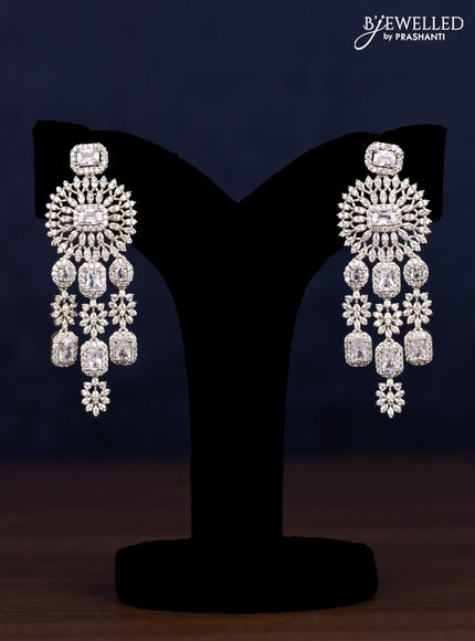 Zircon haaram triple layer floral design with cz stones