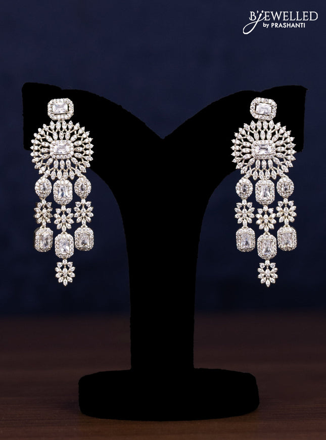 Zircon haaram triple layer floral design with cz stones