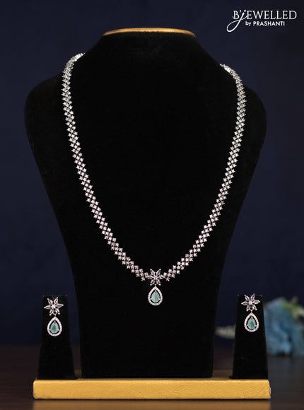 Zircon haaram with mint green & cz stones