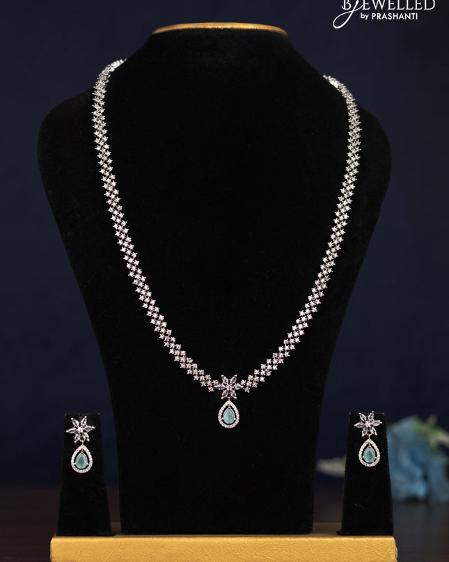 Zircon haaram with mint green & cz stones