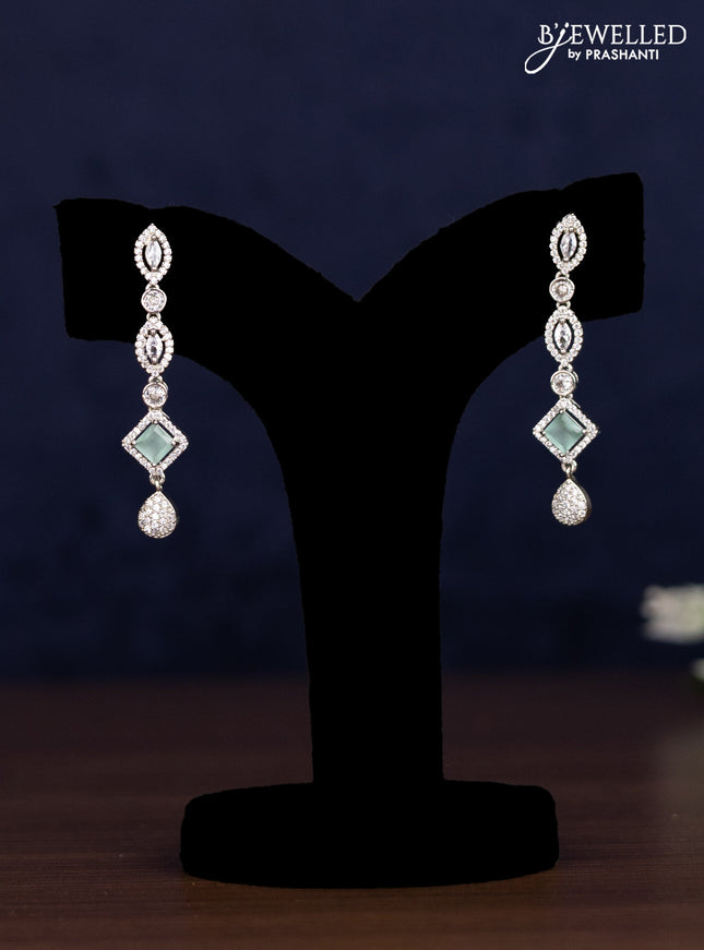 Zircon necklace double layer with mint green & cz stones