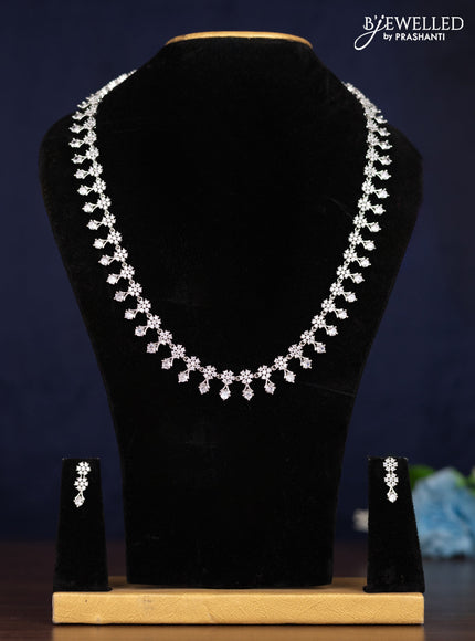 Zircon haaram floral design with cz stones