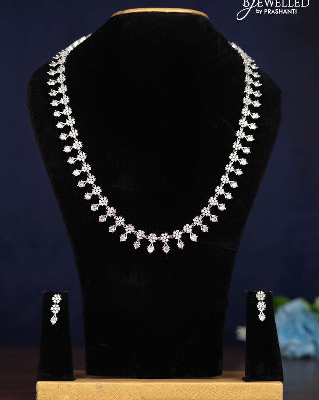 Zircon haaram floral design with cz stones