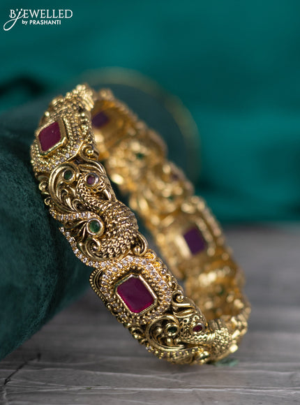 Antique bangle peacock design with kemp and cz stones