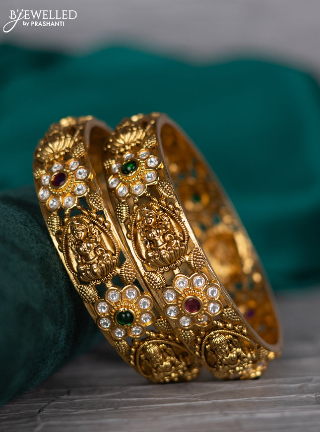 Antique bangle lakshmi design with kemp and kundan stones