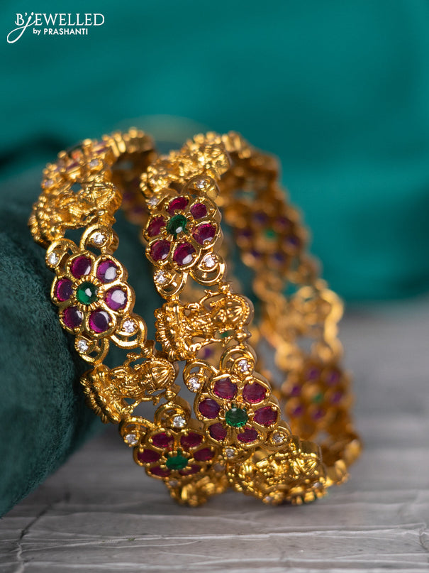 Antique bangle lakshmi design with kemp and cz stones